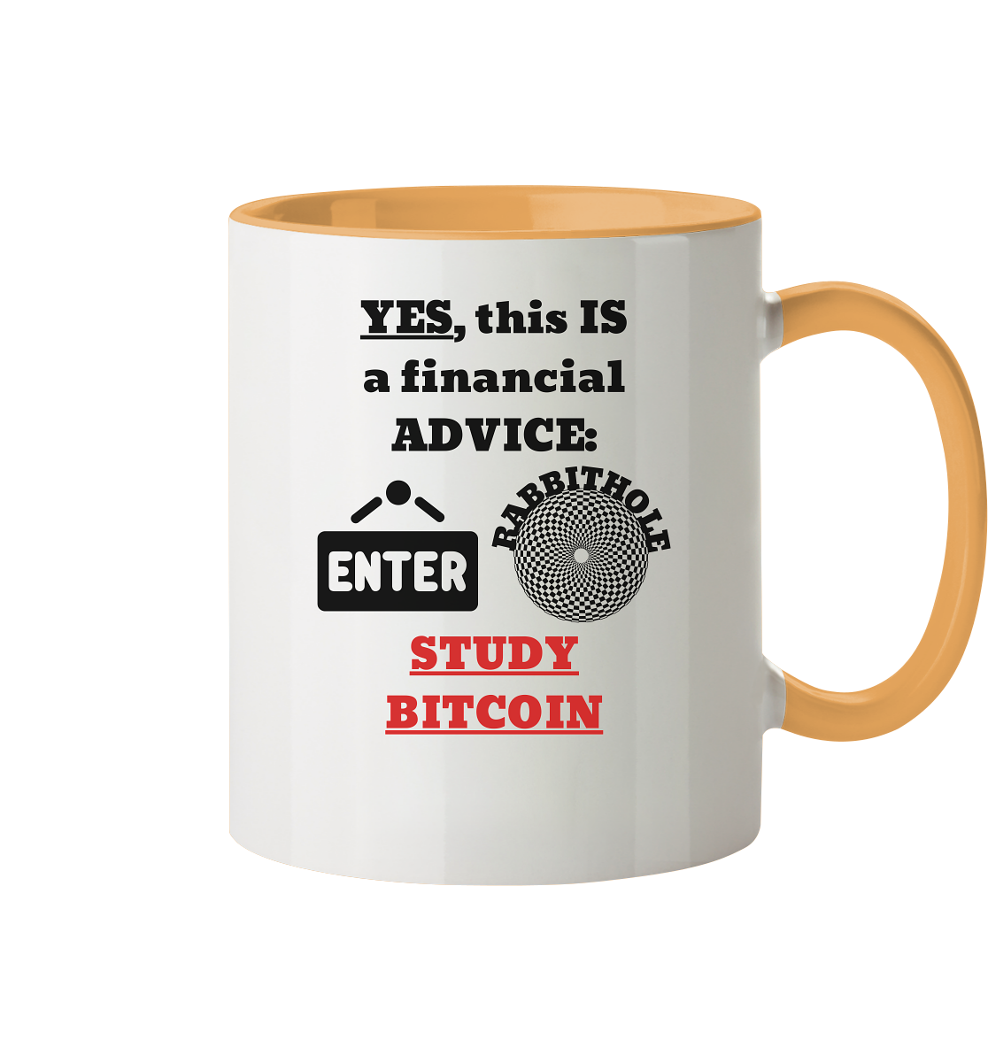 YES this IS a financial ADVICE: ENTER RABBITHOLE (Grafiken) - STUDY BITCOIN  - Tasse zweifarbig