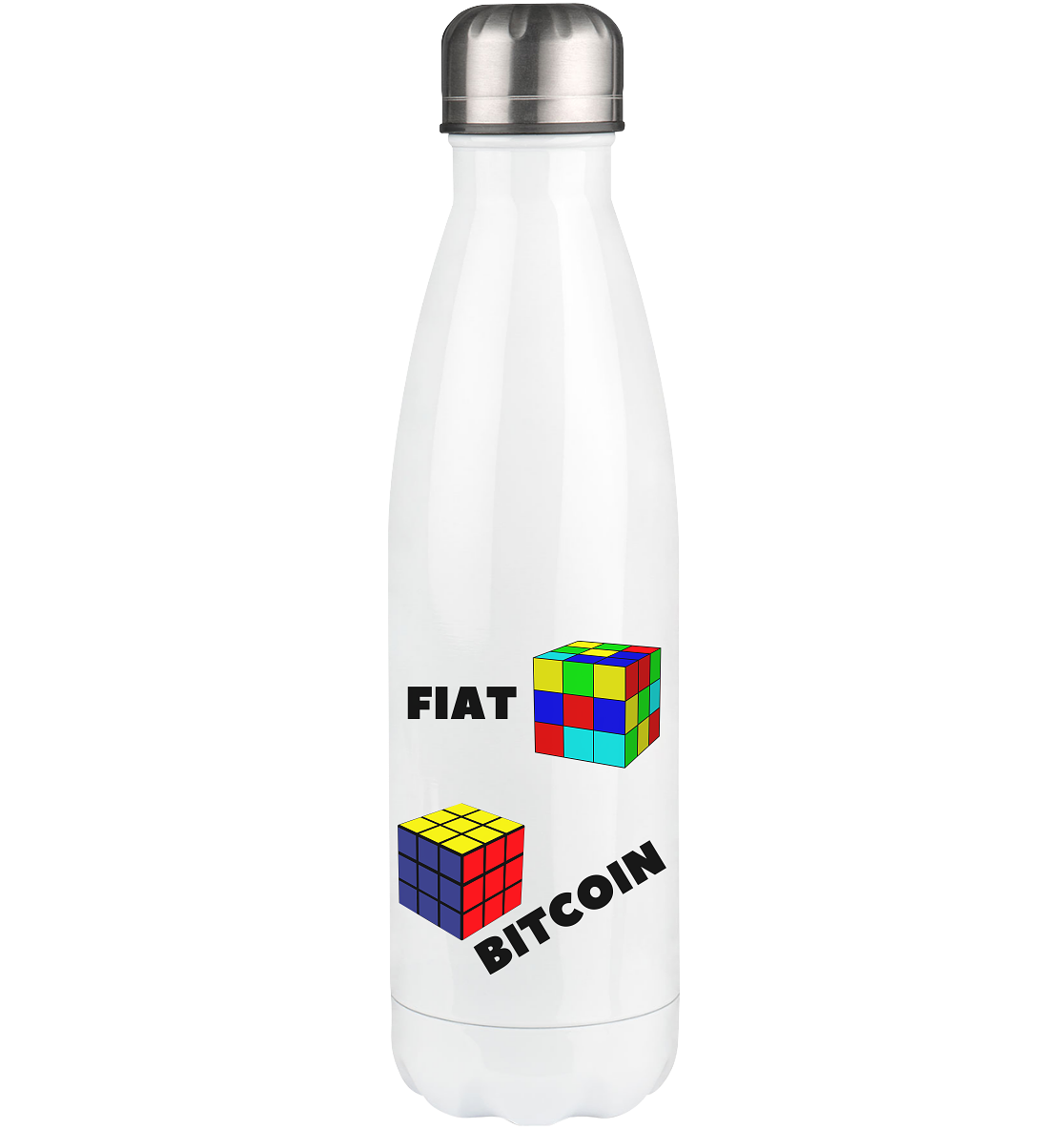 FIAT-Chaos & BITCOIN-Ordnung # Zauberwürfel / Cube Design - Thermoflasche 500ml