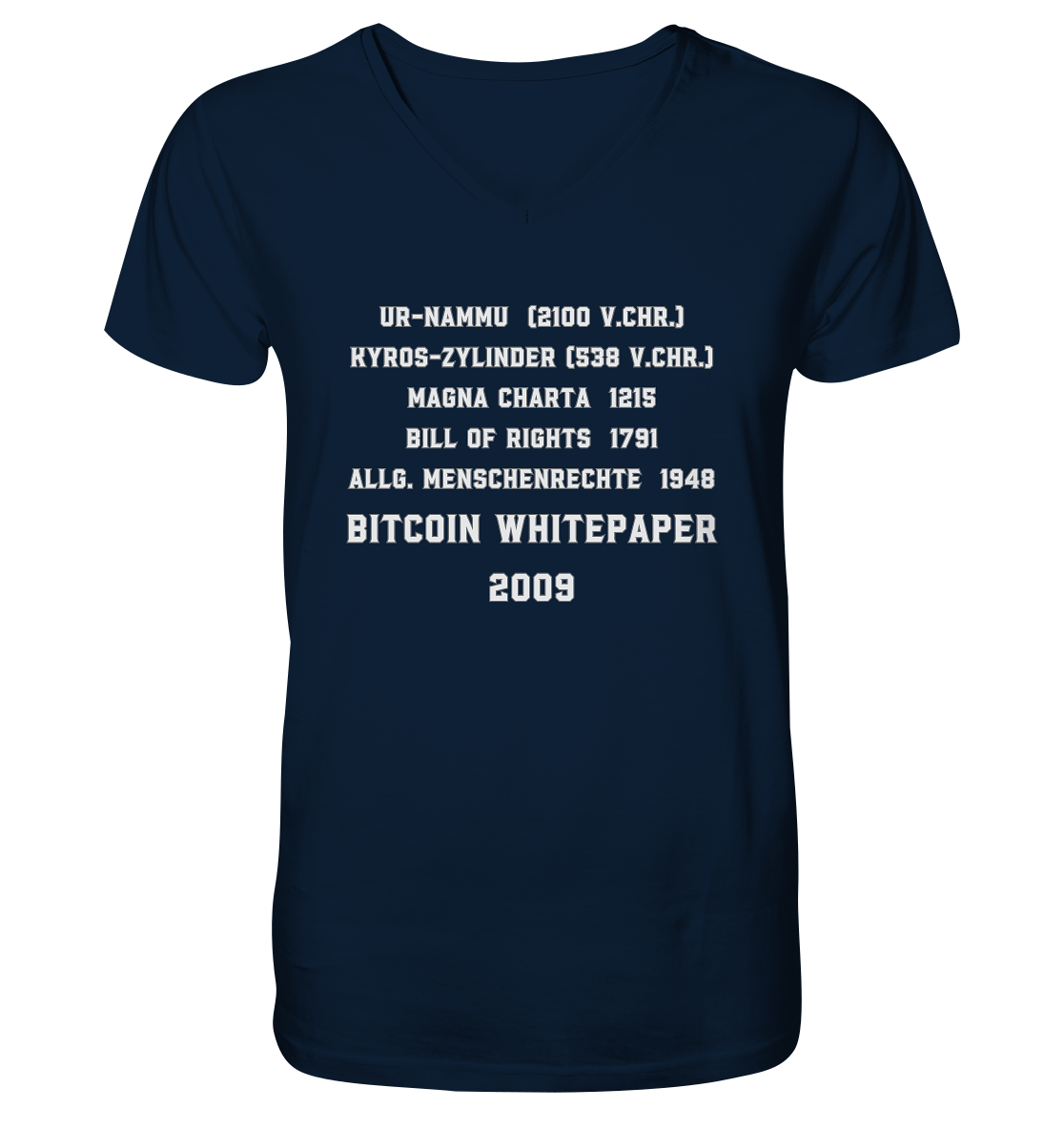 Wichtigste Dokumente der Welt bis zum BITCOIN Whitepaper (2009) - V-Neck Shirt