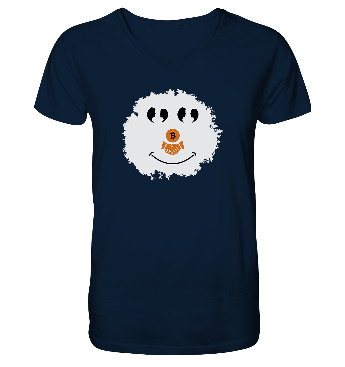 BITCOIN Augen Gespräch handshake SMILEY - V-Neck Shirt