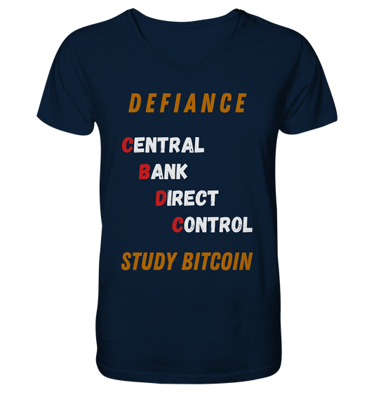 CENTRAL BANK DIRECT CONTROL - DEFIANCE - STUDY BITCOIN - V-Neck Shirt