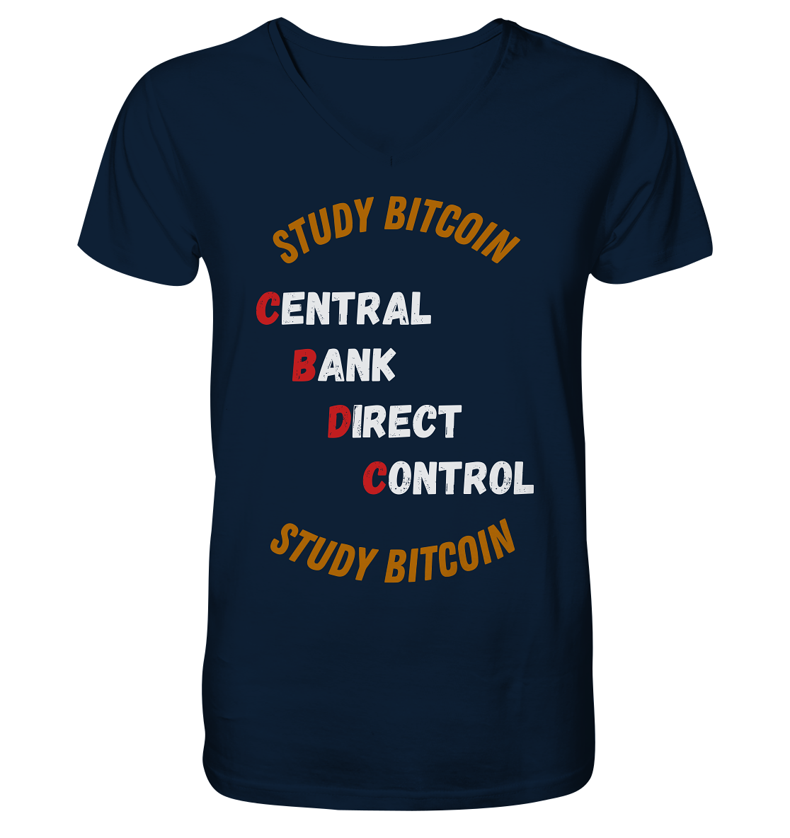 CENTRAL BANK DIRECT CONTROL - STUDY BITCOIN   - V-Neck Shirt