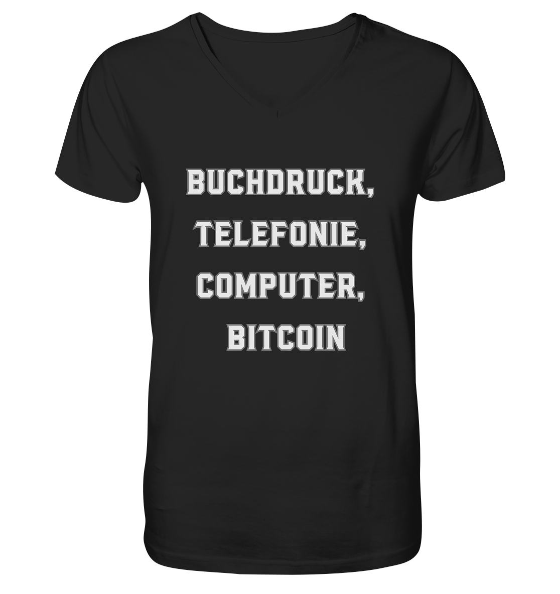 Buchdruck, Telefonie, Computer, Bitcoin  - V-Neck Shirt