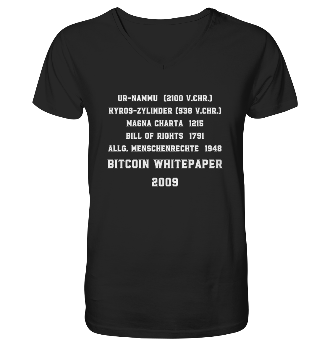 Wichtigste Dokumente der Welt bis zum BITCOIN Whitepaper (2009) - V-Neck Shirt