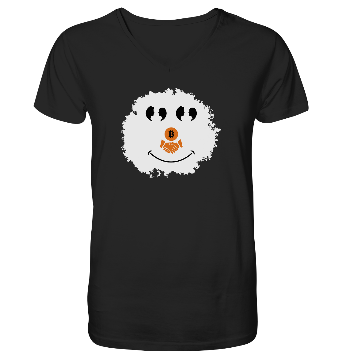 BITCOIN Augen Gespräch handshake SMILEY - V-Neck Shirt