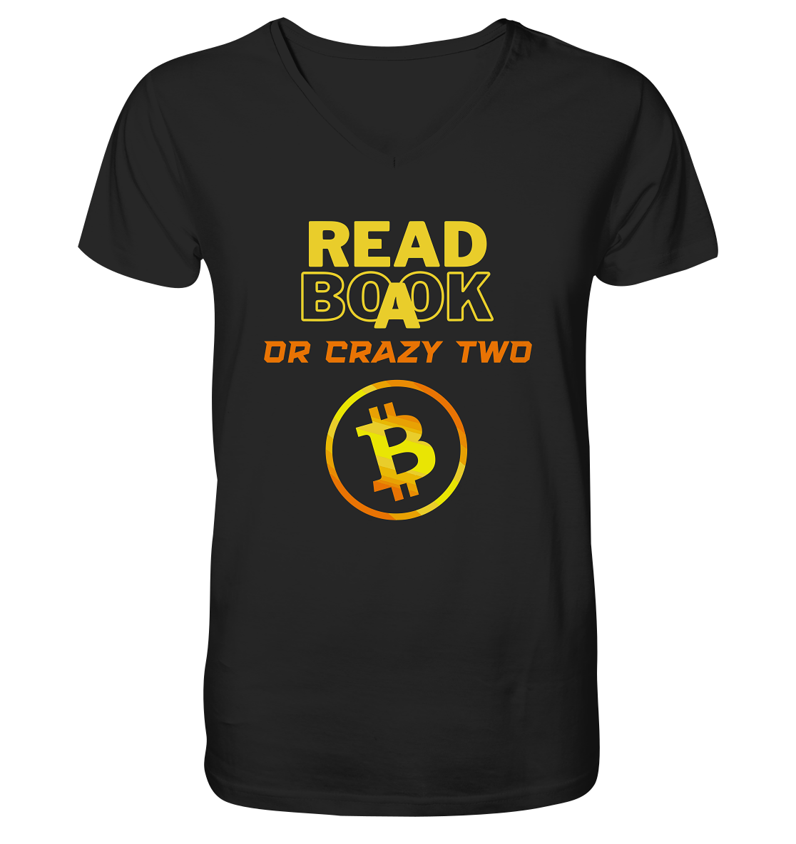 READ A BOOK or CRAZY TWO - (Schrift "crazy" in orange) - V-Neck Shirt