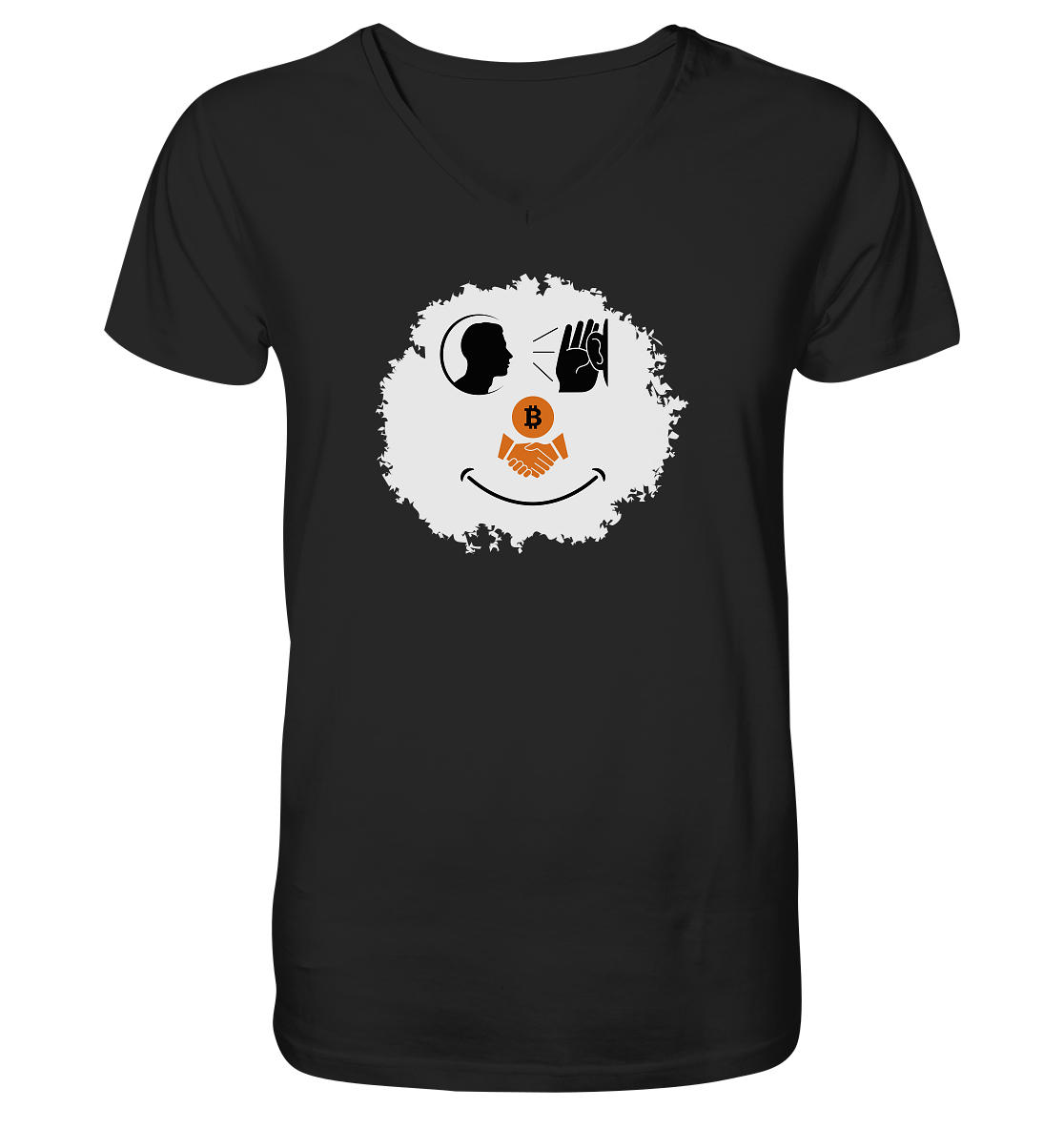 BITCOIN listen to handshake SMILEY - V-Neck Shirt