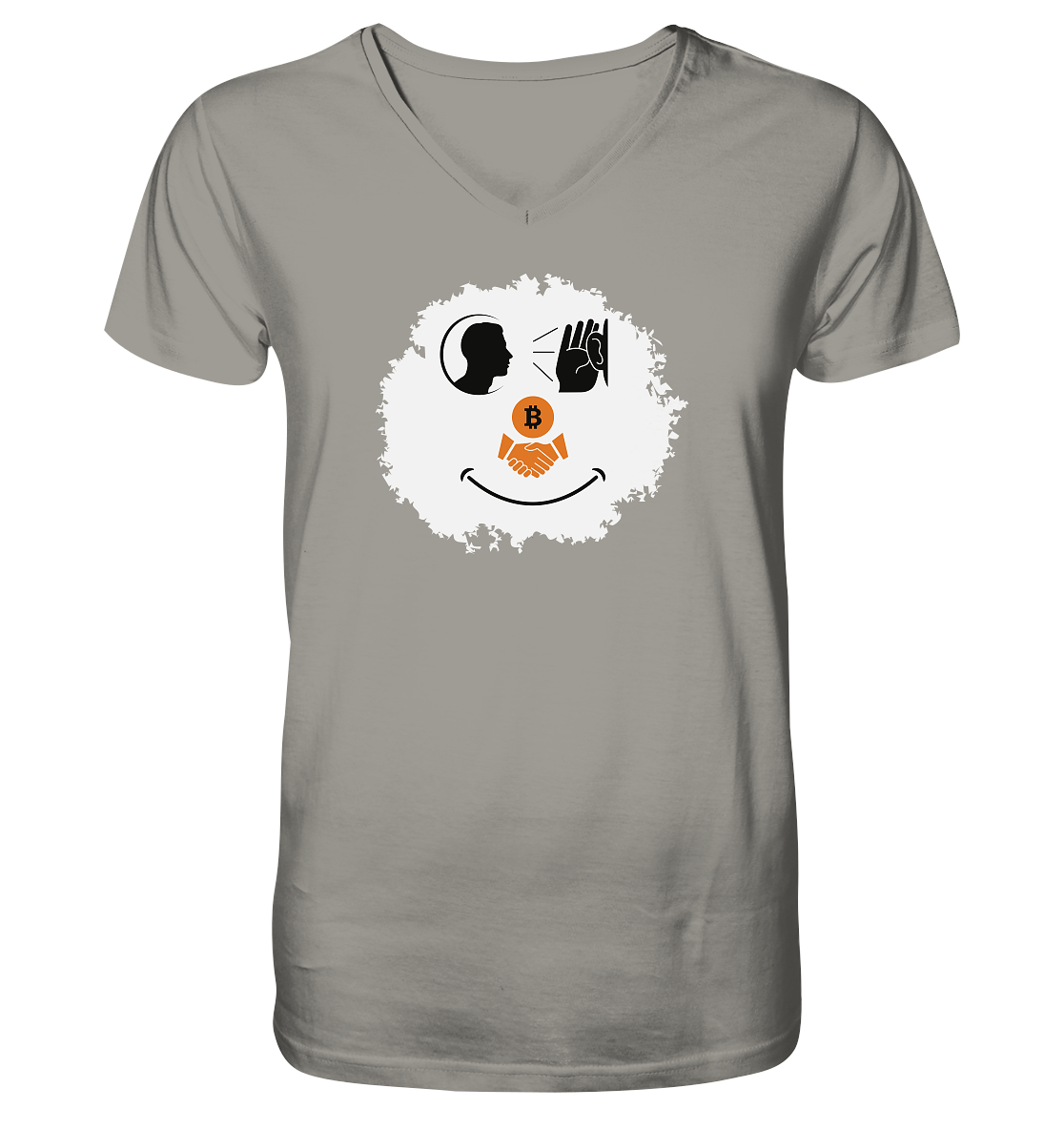 BITCOIN listen to handshake SMILEY - V-Neck Shirt