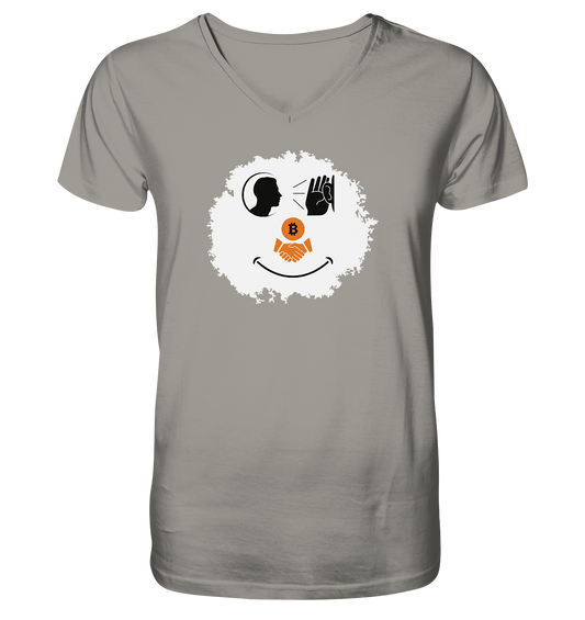 BITCOIN listen to handshake SMILEY - V-Neck Shirt