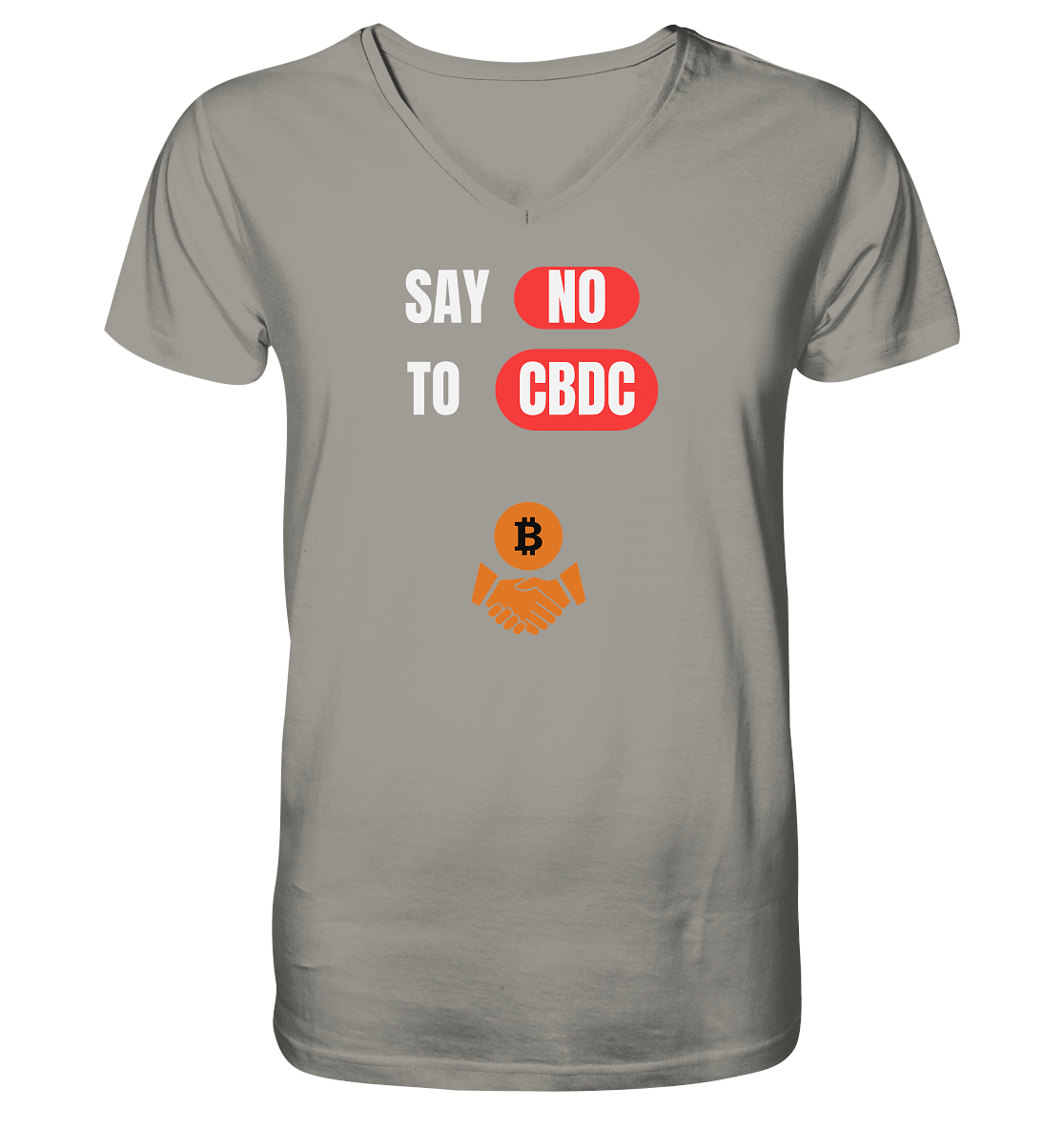 SAY NO TO CBDC (+Bitcoin handshake)  - V-Neck Shirt