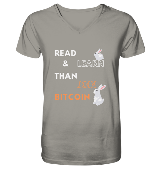 READ & LEARN, THAN JOIN BITCOIN - Bunny Version - V-Neck Shirt