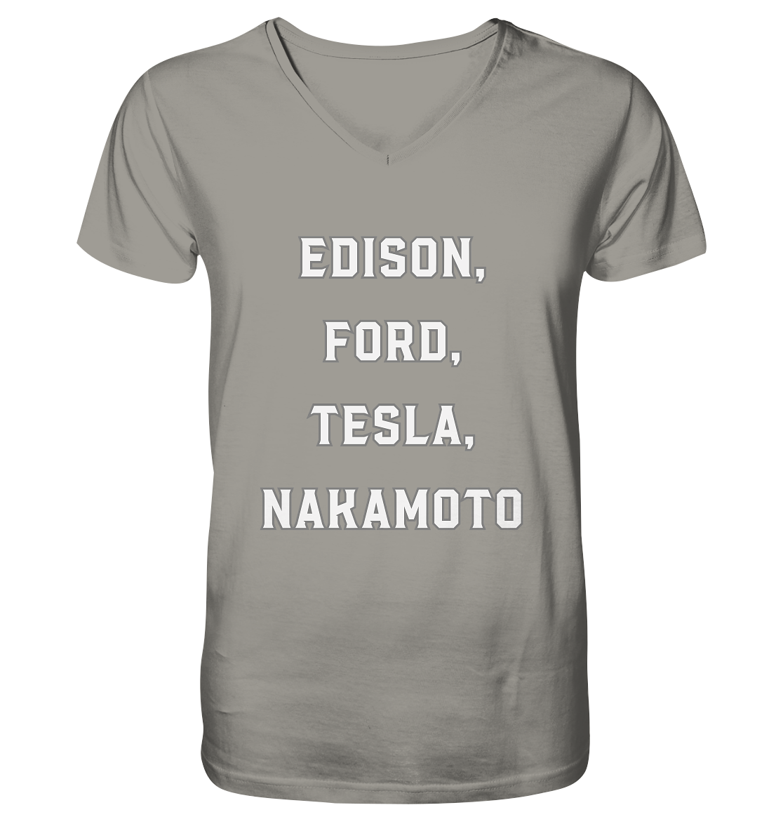 Erfinder: EDISON, FORD, TESLA, NAKAMOTO - V-Neck Shirt