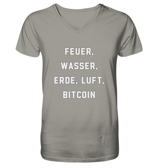 FEUER, WASSER, ERDE, LUFT, BITCOIN - V-Neck Shirt