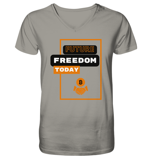 FUTURE FREEDOM TODAY (BTC handshake) - V-Neck Shirt