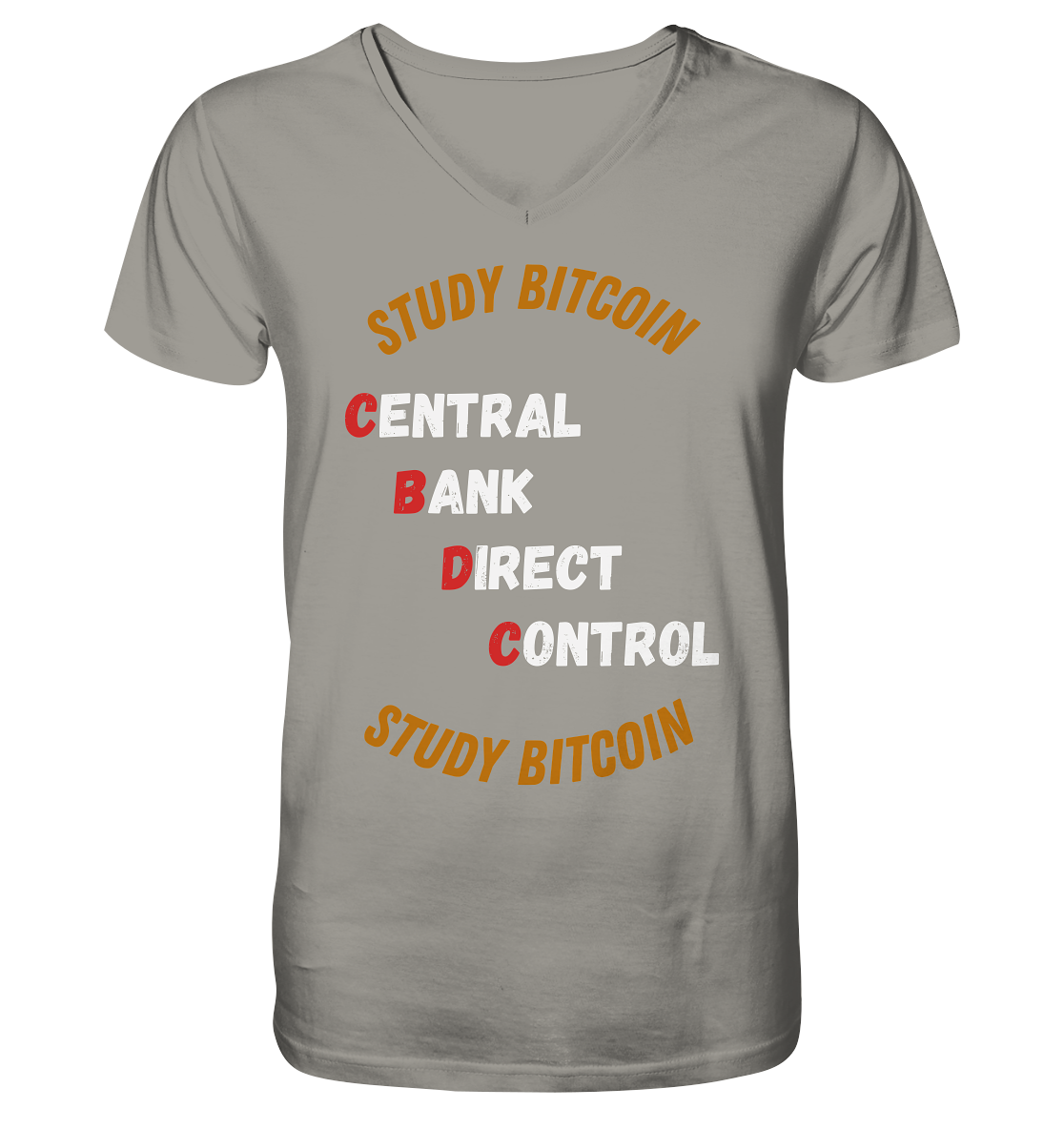 CENTRAL BANK DIRECT CONTROL - STUDY BITCOIN   - V-Neck Shirt