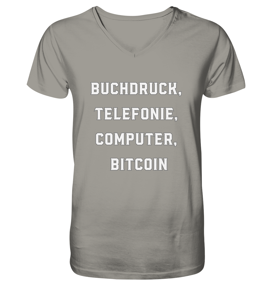 Buchdruck, Telefonie, Computer, Bitcoin  - V-Neck Shirt