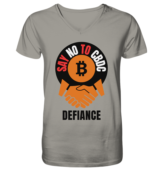 SAY NO TO CBDC - DEFIANCE (Var. rund + BTC handshake) - V-Neck Shirt