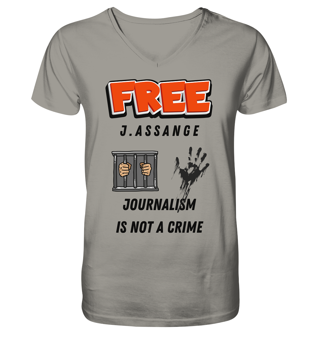 FREE J.ASSANGE - JOURNALISM IS NOT A CRIME (2 GRAFIKEN) - V-Neck Shirt