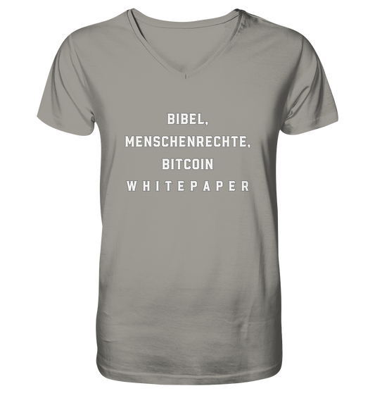 BIBEL, MENSCHENRECHTE, BITCOIN W H I T E P A P E R  - V-Neck Shirt