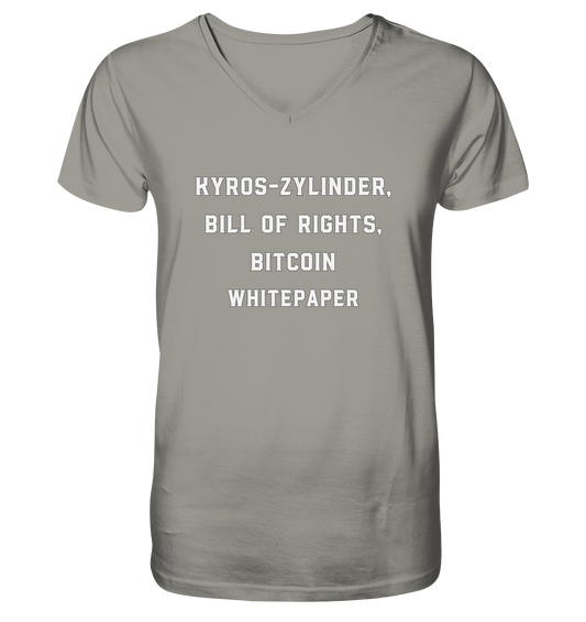 KYROS-ZYLINDER, BILL OF RIGHTS, BITCOIN WHITEPAPER - V-Neck Shirt