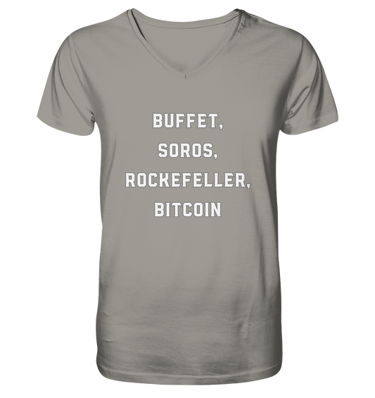 BUFFET,SOROS, ROCKEFELLER, BITCOIN  - V-Neck Shirt