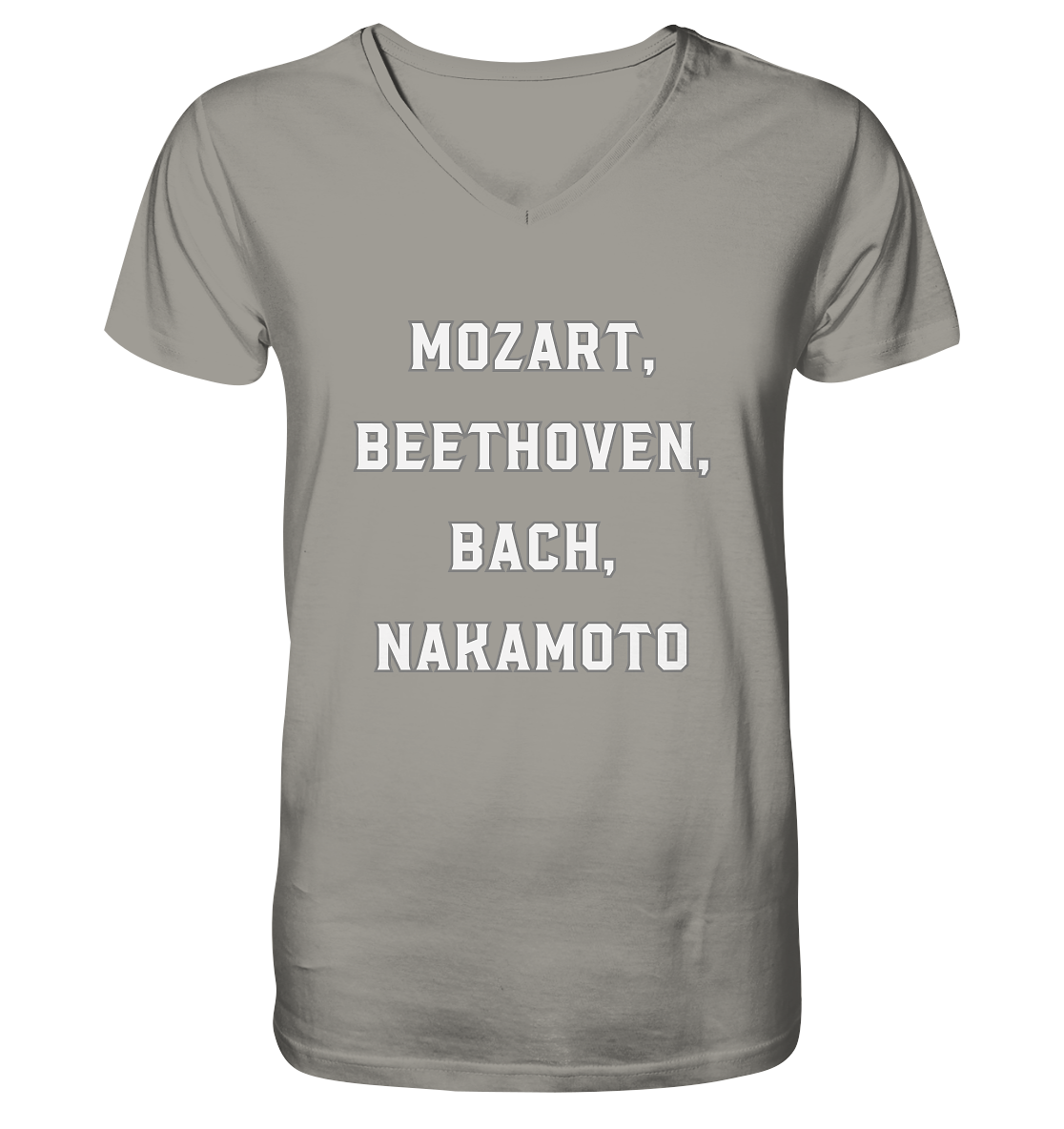 MOZART, BEETHOVEN, BACH, NAKAMOTO  - V-Neck Shirt