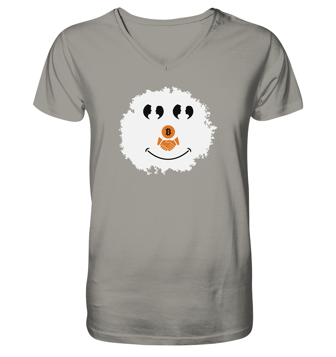 BITCOIN Augen Gespräch handshake SMILEY - V-Neck Shirt