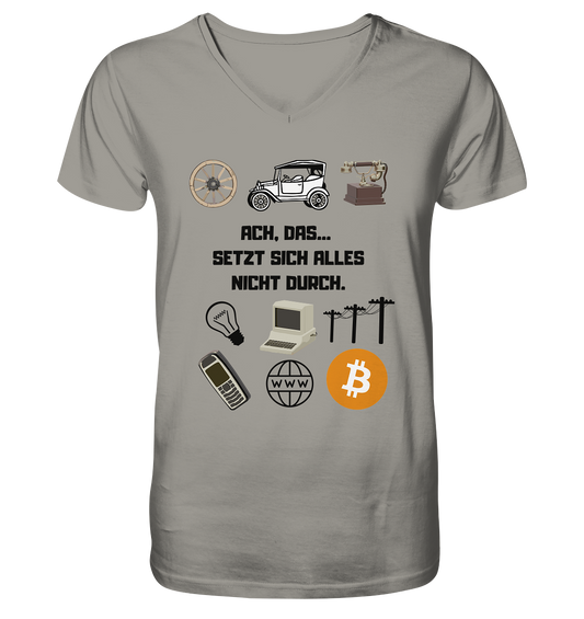 ACH, DAS SETZT SICH ALLES NICHT DURCH. (8 Grafiken, BTC Symbol) - V-Neck Shirt