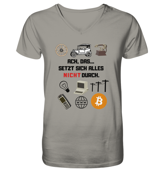 ACH, das.... SETZT SICH ALLES NICHT (rot) DURCH (Grafiken, BTC Symbol) - V-Neck Shirt