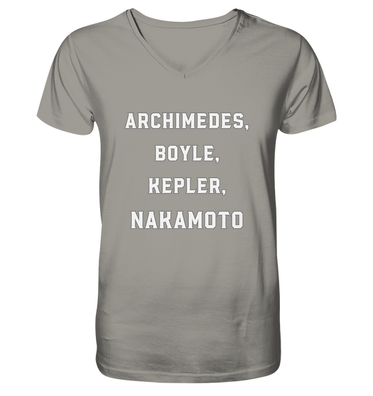 ARCHIMEDES, BOYLE, KEPLER, NAKAMOTO - V-Neck Shirt