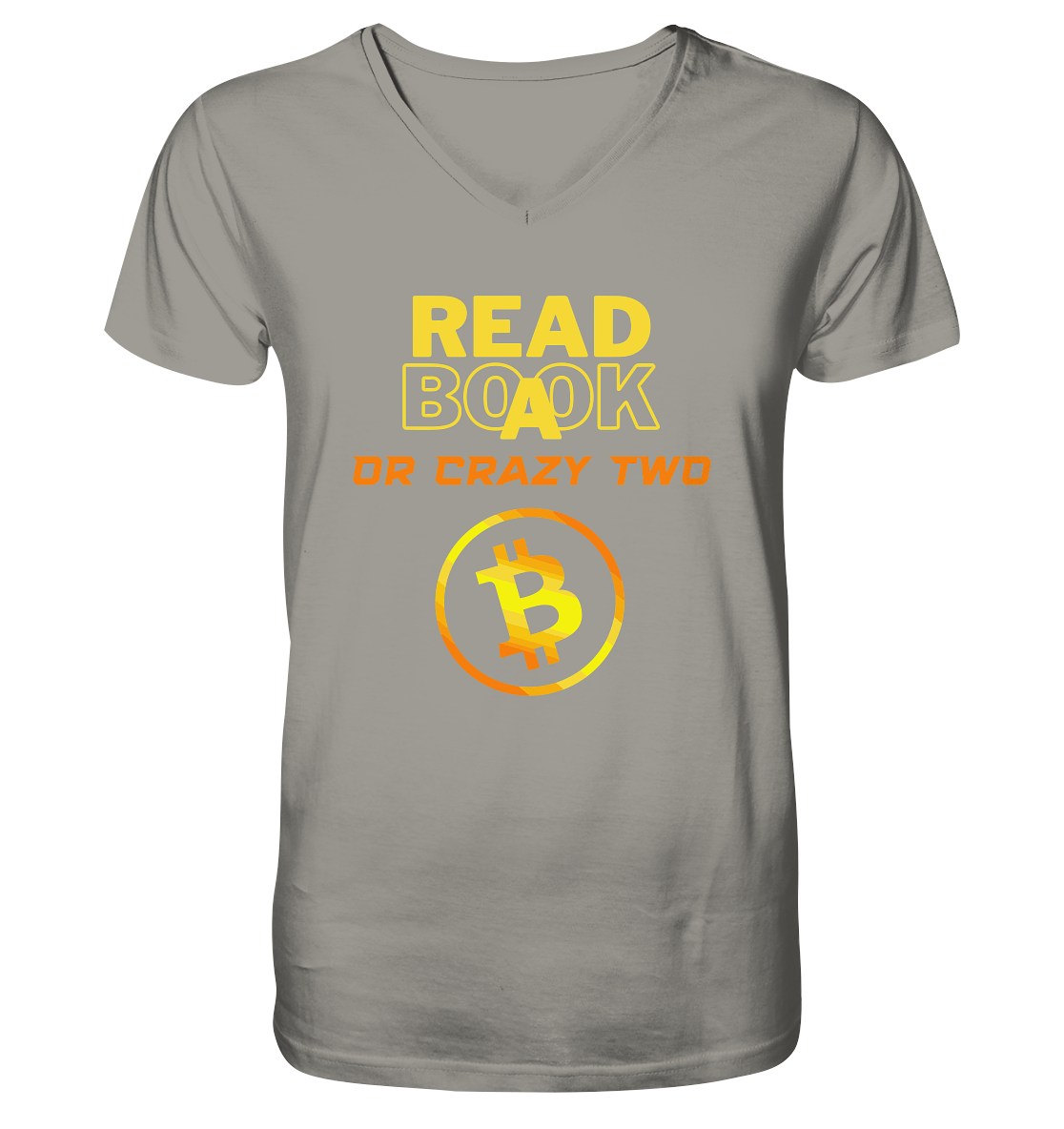 READ A BOOK or CRAZY TWO - (Schrift "crazy" in orange) - V-Neck Shirt