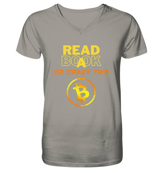 READ A BOOK or CRAZY TWO - (Schrift "crazy" in orange) - V-Neck Shirt