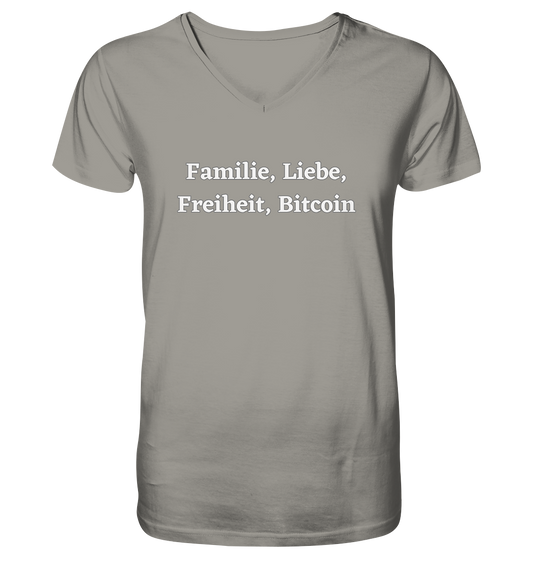 Familie, Liebe, Freiheit, Bitcoin - V-Neck Shirt