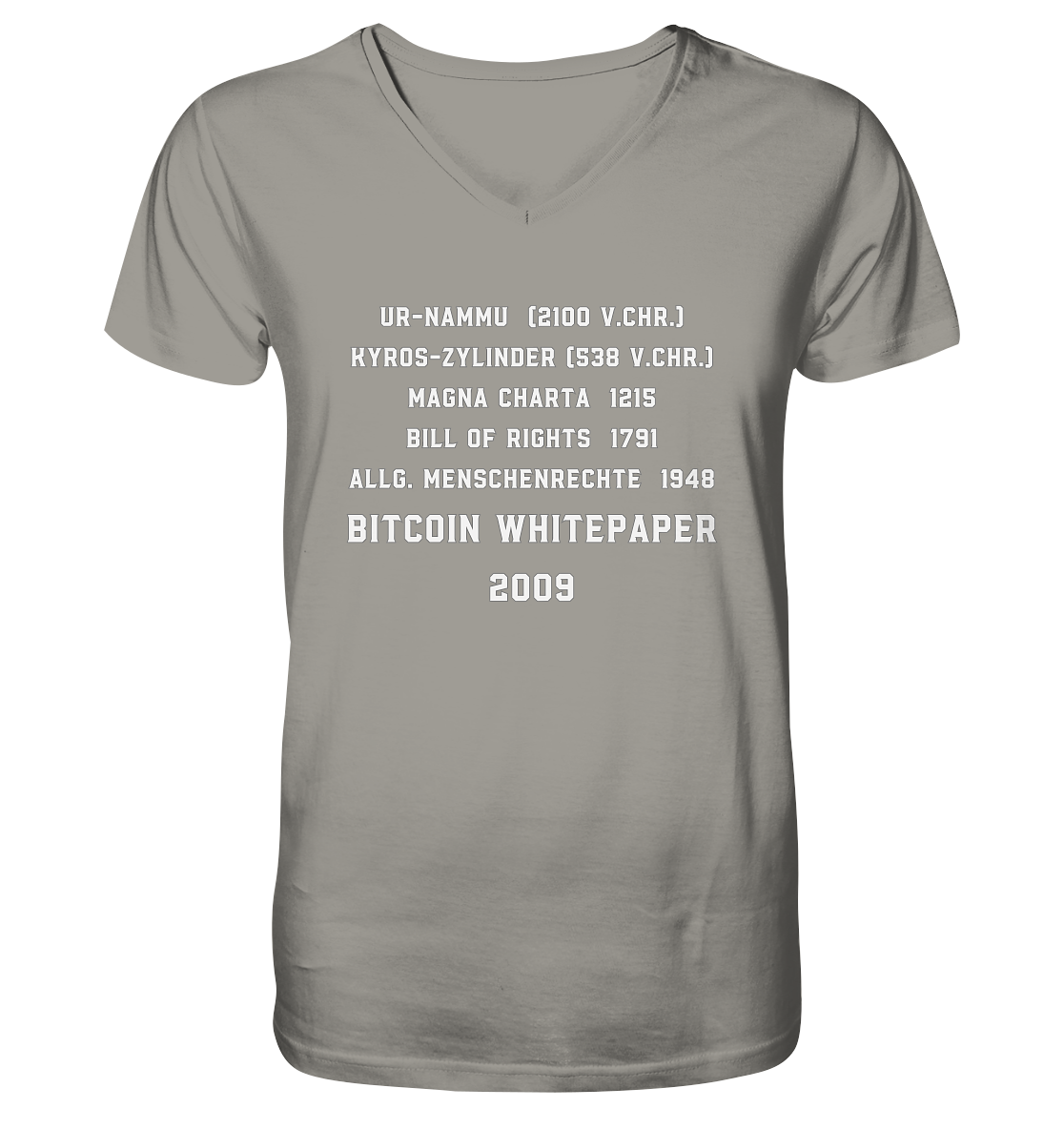 Wichtigste Dokumente der Welt bis zum BITCOIN Whitepaper (2009) - V-Neck Shirt