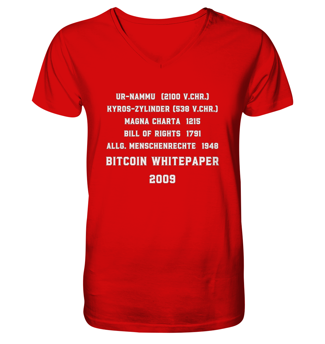 Wichtigste Dokumente der Welt bis zum BITCOIN Whitepaper (2009) - V-Neck Shirt