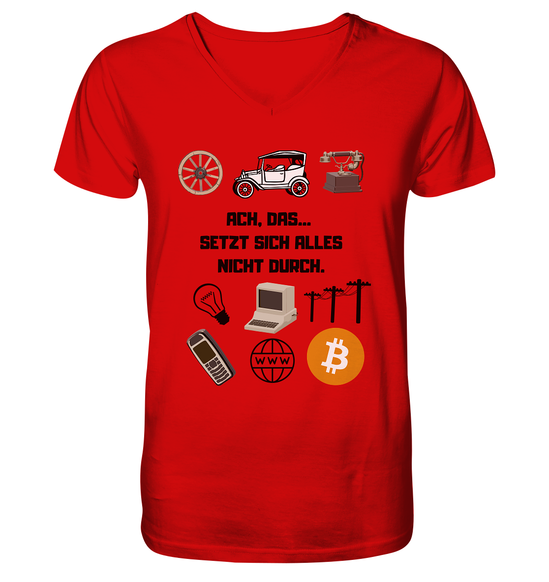 ACH, DAS SETZT SICH ALLES NICHT DURCH. (8 Grafiken, BTC Symbol) - V-Neck Shirt