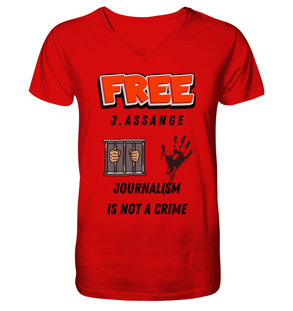 FREE J.ASSANGE - JOURNALISM IS NOT A CRIME (2 GRAFIKEN) - V-Neck Shirt