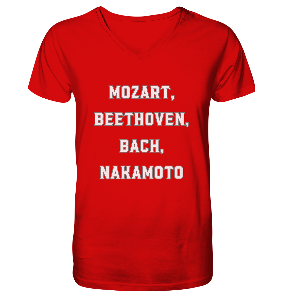 MOZART, BEETHOVEN, BACH, NAKAMOTO  - V-Neck Shirt