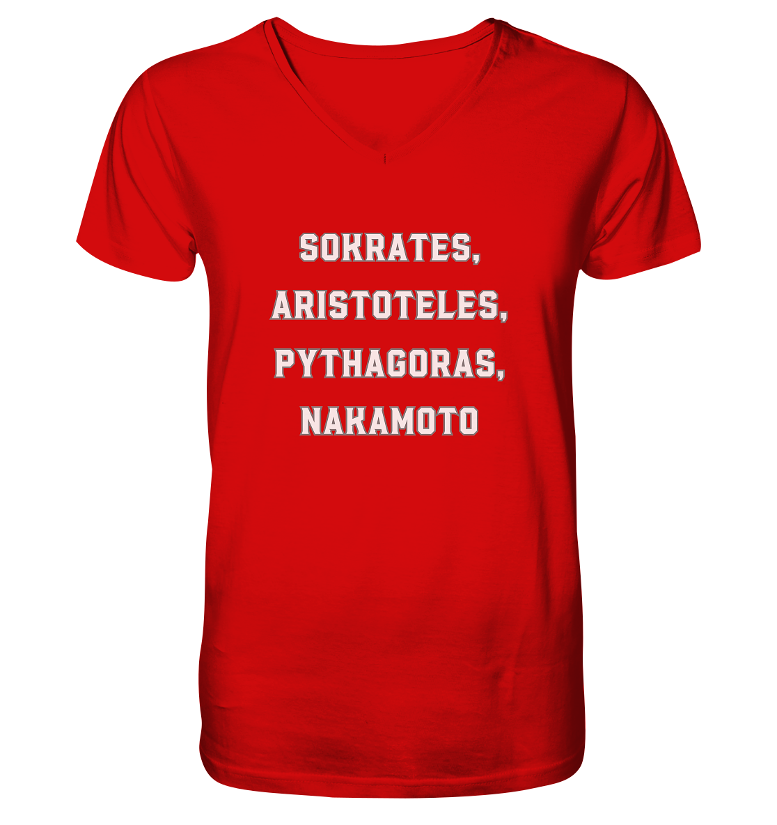 SOKRATES, ARISTOTELES, PHYTHAGORAS, NAKAMOTO  - V-Neck Shirt