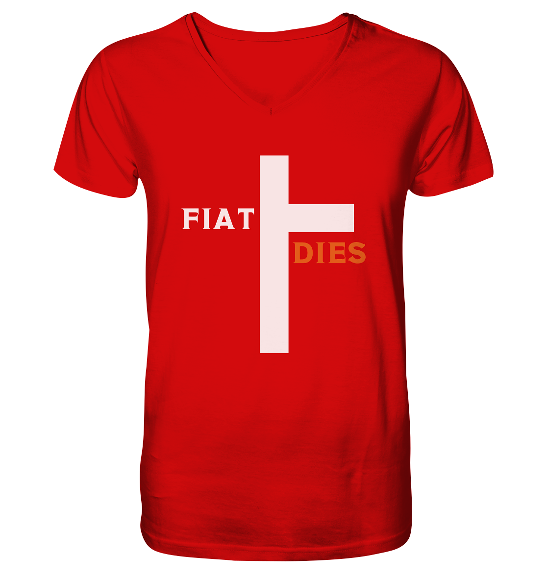 FIAT DIES  (Version: "FIAT" in weiss, "DIES" in orange) - V-Neck Shirt