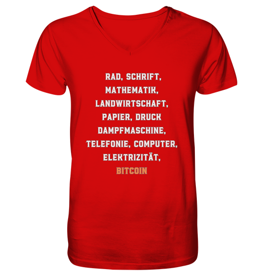 Erfindungen vom Rad bis zu BITCOIN - V-Neck Shirt