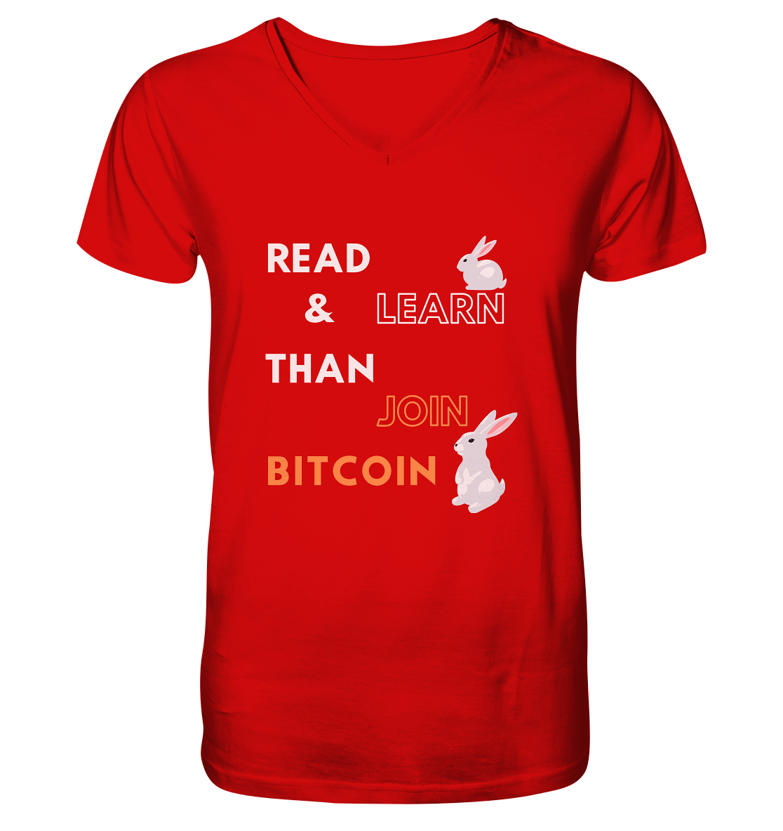 READ & LEARN, THAN JOIN BITCOIN - Bunny Version - V-Neck Shirt