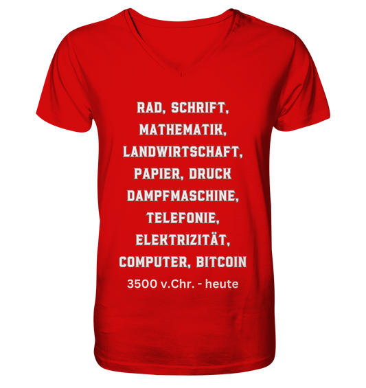 Erfindungen 3500 v. Chr. bis heute zu Bitcoin - V-Neck Shirt