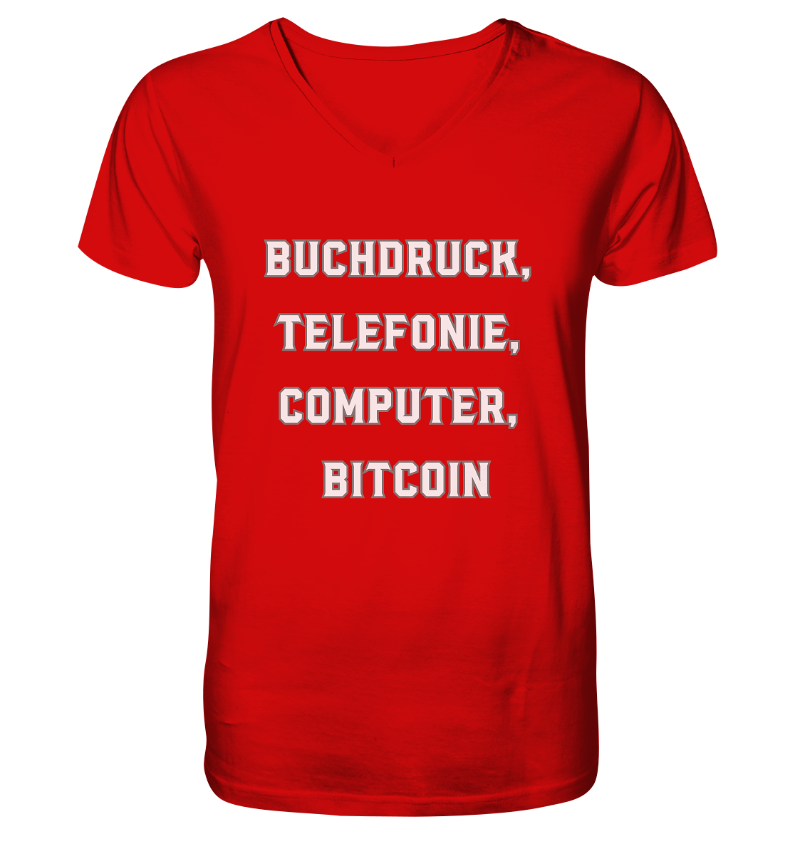 Buchdruck, Telefonie, Computer, Bitcoin  - V-Neck Shirt