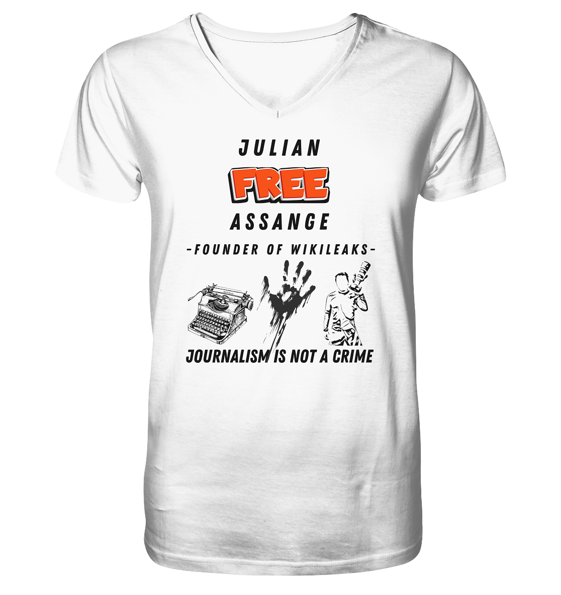 FREE JULIAN ASSANGE - FOUNDER OF WIKILEAKS - JOURNALISM IS NOT A CRIME (3 GRAFIKEN) - V-Neck Shirt