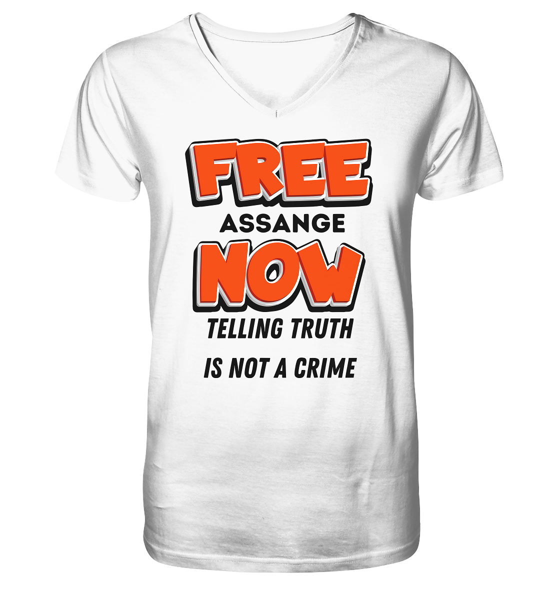 FREE ASSANGE NOW - TELLING TRUTH IS NOT A CRIME - V-Neck Shirt